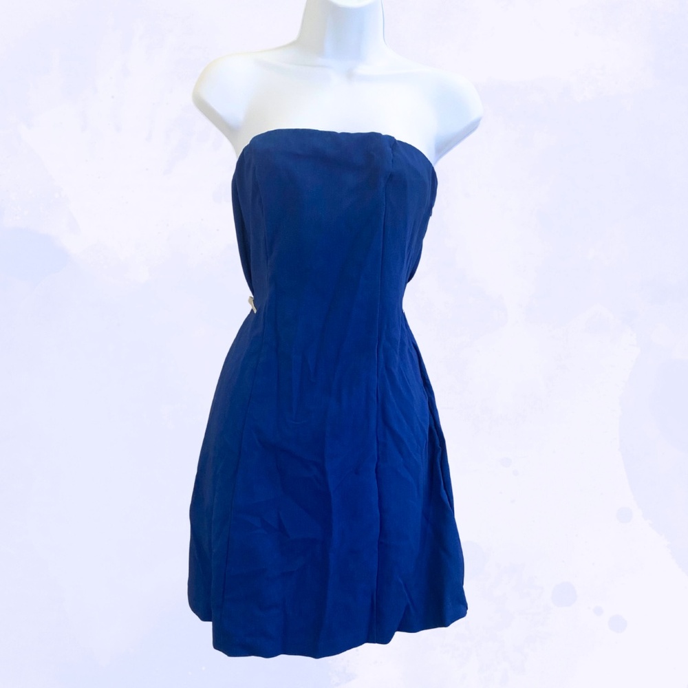 Mini Strapless Vibrant Blue Party Dress